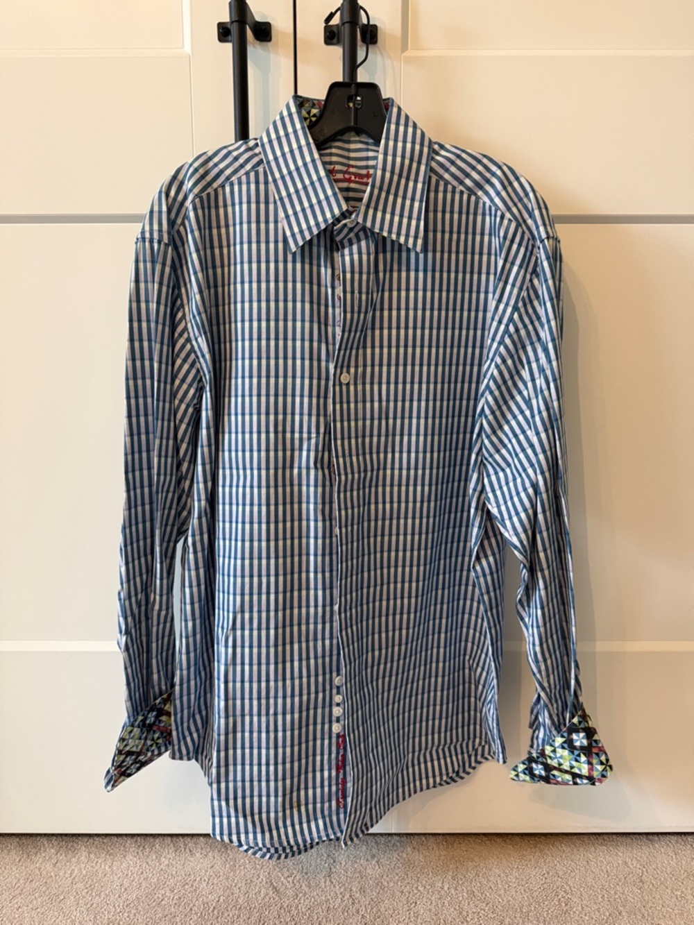 Robert Graham Blue and White Check Dress Shirt